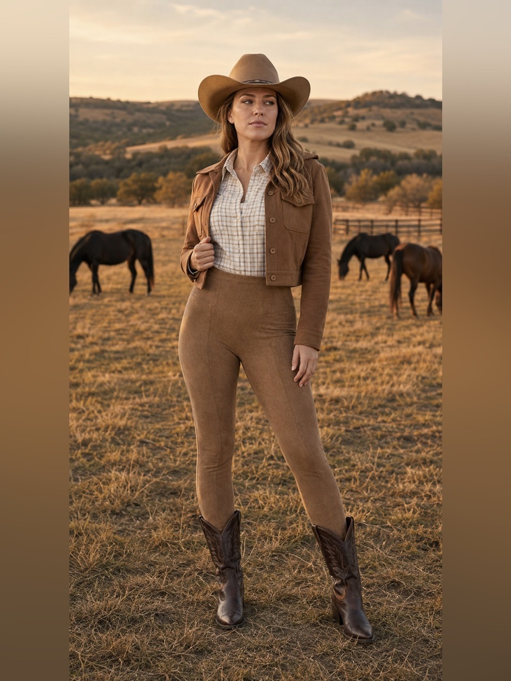SPANX Faux Suede Leggings in Camel Brown